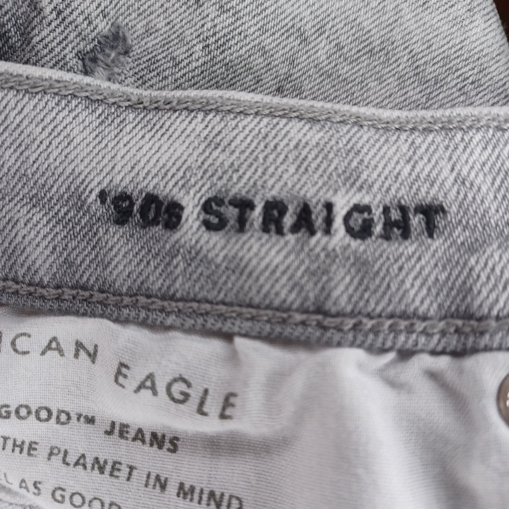 American Eagle 90's straight high-rise distressed baggy grunge streetwear jeans - Picture 15 of 15